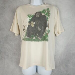Vintage Chimpanzee Wildlife Shirt Mens Large White Lexington Nature Graphic USA